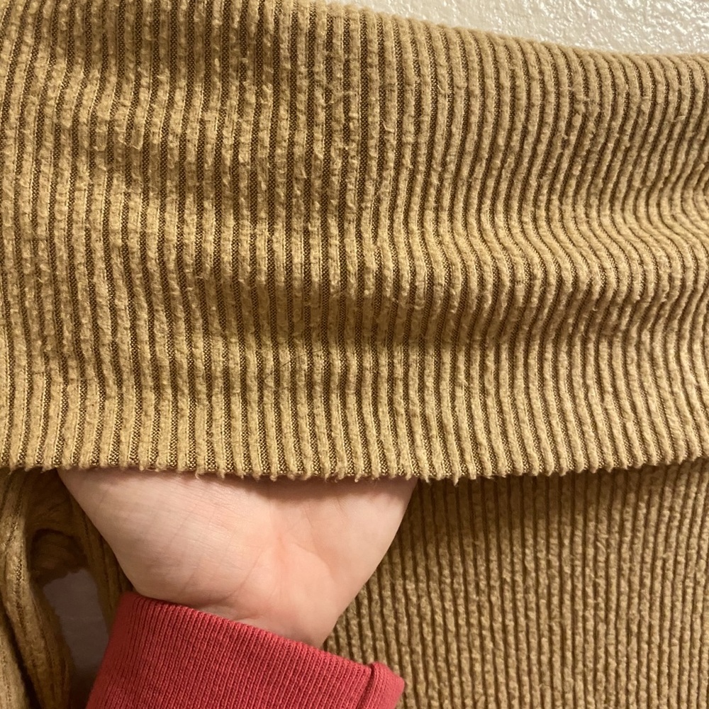 Brown Off Shoulder Ribbed Top - Picture 4 of 5